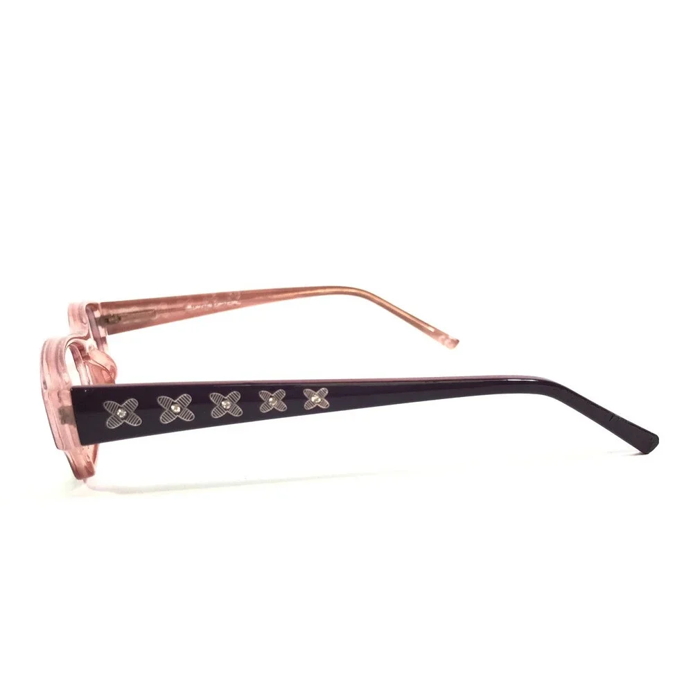 Lantis Optical Eyeglasses Frame L8014 PRP Purple Rectangle Crystals 48-16-130